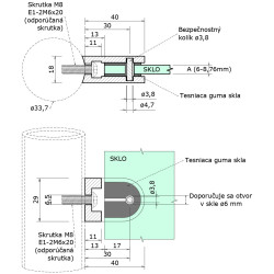 Svorka na trubku ø 33,7 mm, sklo 6 - 8,76 mm, AISI 304 Svorka na trubku ø 33,7 mm, sklo 6 - 8,76 mm, AISI 304